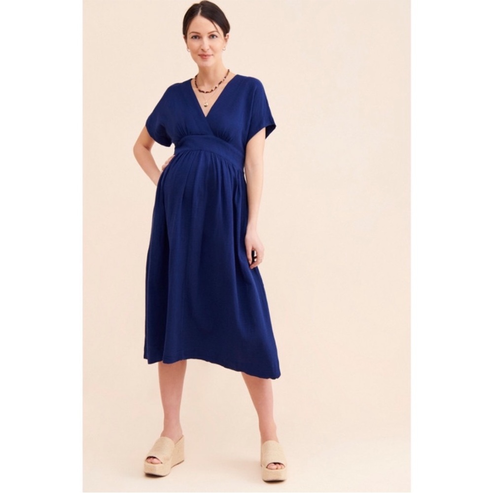 Hatch Carolina maternity dress in blue